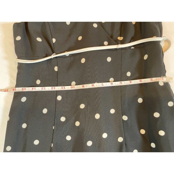 S.L. Fashion Womens Faux Wrap Sheath Dress Tie Waist Polka Dot Black Size 10P - Picture 5 of 7